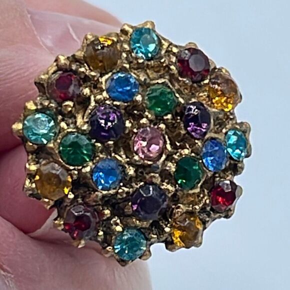 Vintage rhinestone encrusted bejeweled earrings - Picture 8 of 10